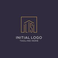 Initial LS logo with square lines, luxury and elegant real estate logo design vector