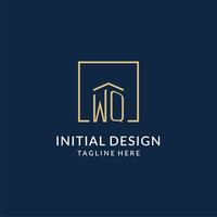 inicial wq cuadrado líneas logo, moderno y lujo real inmuebles logo diseño vector