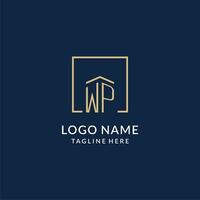 Initial WP square lines logo, modern and luxury real estate logo design vector