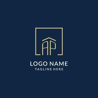 Initial AP square lines logo, modern and luxury real estate logo design vector