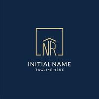 Initial NR square lines logo, modern and luxury real estate logo design vector