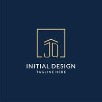 inicial jq cuadrado líneas logo, moderno y lujo real inmuebles logo diseño vector