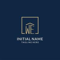 Initial WE square lines logo, modern and luxury real estate logo design vector