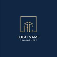 Initial AC square lines logo, modern and luxury real estate logo design vector