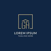 Initial GA square lines logo, modern and luxury real estate logo design vector