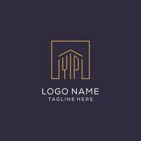 Initial YP logo with square lines, luxury and elegant real estate logo design vector