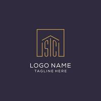Initial SC logo with square lines, luxury and elegant real estate logo design vector