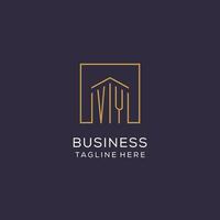 Initial VY logo with square lines, luxury and elegant real estate logo design vector