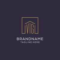 Initial VG logo with square lines, luxury and elegant real estate logo design vector