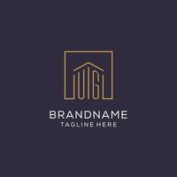 Initial UG logo with square lines, luxury and elegant real estate logo design vector