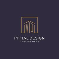 Initial VQ logo with square lines, luxury and elegant real estate logo design vector