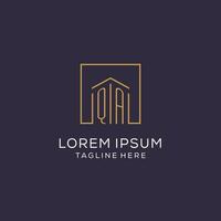 Initial QA logo with square lines, luxury and elegant real estate logo design vector