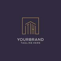 Initial TH logo with square lines, luxury and elegant real estate logo design vector