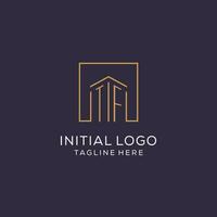 Initial TF logo with square lines, luxury and elegant real estate logo design vector