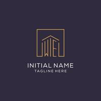 Initial WE logo with square lines, luxury and elegant real estate logo design vector