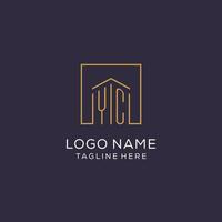 Initial YC logo with square lines, luxury and elegant real estate logo design vector