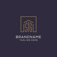 Initial SG logo with square lines, luxury and elegant real estate logo design vector