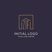 Initial ZF logo with square lines, luxury and elegant real estate logo design vector