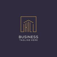 Initial XL logo with square lines, luxury and elegant real estate logo design vector