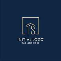 Initial TS square lines logo, modern and luxury real estate logo design vector