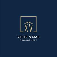 Initial XV square lines logo, modern and luxury real estate logo design vector