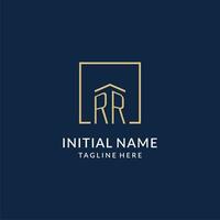 Initial RR square lines logo, modern and luxury real estate logo design vector