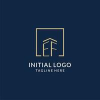 inicial ef cuadrado líneas logo, moderno y lujo real inmuebles logo diseño vector