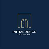 Initial EQ square lines logo, modern and luxury real estate logo design vector