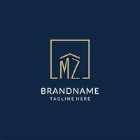 Initial MZ square lines logo, modern and luxury real estate logo design vector