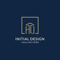 inicial aq cuadrado líneas logo, moderno y lujo real inmuebles logo diseño vector