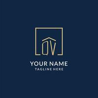 Initial QV square lines logo, modern and luxury real estate logo design vector