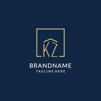 Initial KZ square lines logo, modern and luxury real estate logo design vector
