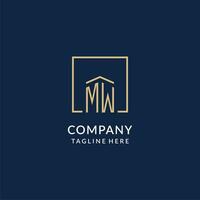 Initial MW square lines logo, modern and luxury real estate logo design vector