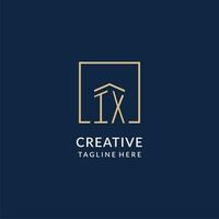 Initial IX square lines logo, modern and luxury real estate logo design vector