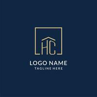 Initial HC square lines logo, modern and luxury real estate logo design vector