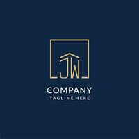 Initial JW square lines logo, modern and luxury real estate logo design vector