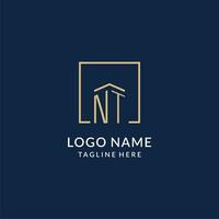 Initial NT square lines logo, modern and luxury real estate logo design vector