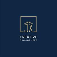 Initial JX square lines logo, modern and luxury real estate logo design vector