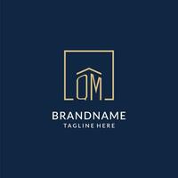 Initial QM square lines logo, modern and luxury real estate logo design vector
