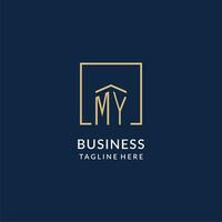 Initial MY square lines logo, modern and luxury real estate logo design vector
