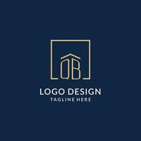 Initial QB square lines logo, modern and luxury real estate logo design vector