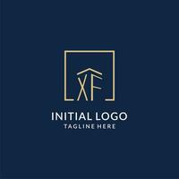 inicial xf cuadrado líneas logo, moderno y lujo real inmuebles logo diseño vector