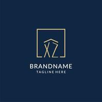 Initial XZ square lines logo, modern and luxury real estate logo design vector