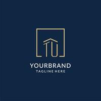 Initial TU square lines logo, modern and luxury real estate logo design vector