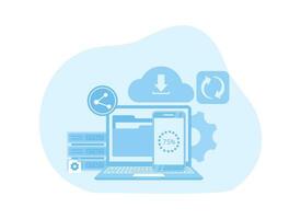 Data synchronize concept flat illustration vector