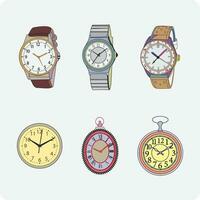 Best clock colorful vector illustration set