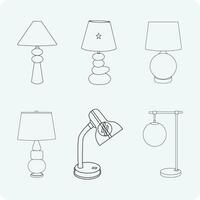 Table lamp line art vector eps