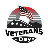 Veterans day illustration logo, poster design with American flag. November 11 vector