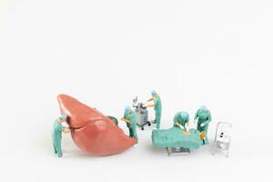 Miniature people, Doctor and nurse medical team are performing surgical operation at emergency room photo