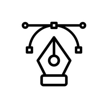 Bézier, curvatura, bolígrafo herramienta icono en línea estilo diseño aislado en blanco antecedentes. editable ataque. vector